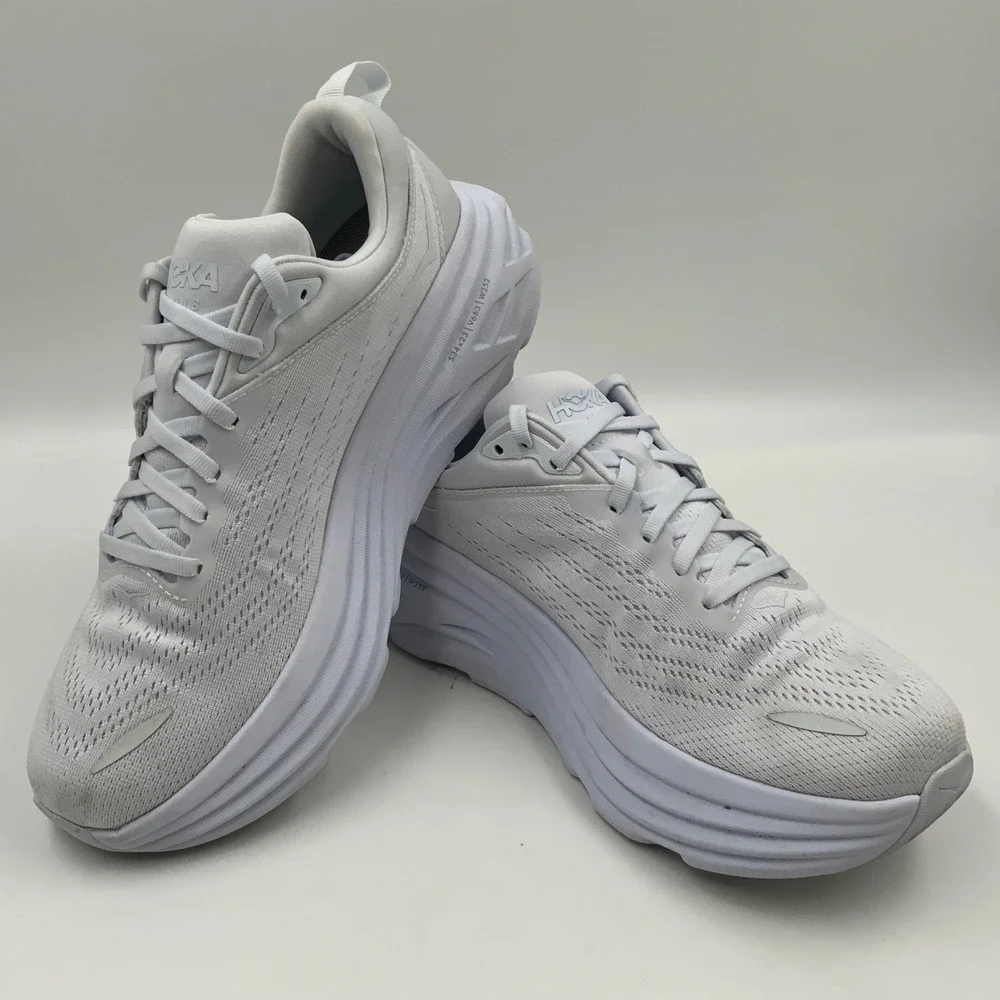 Hoka Bondi 8 Women's Running Shoes White Size 9.5D Extra Wide Sneakers